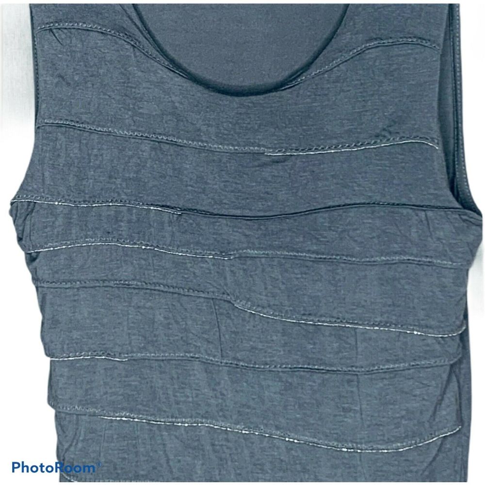 Ann Taylor Women's Sleeveless Top Gray Ruching Glitter Beaded Scoop Neck Size XS - Picture 3 of 6